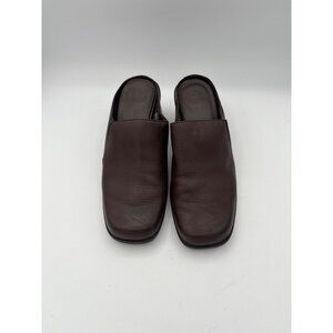 Madeline Stuart Womens Leather Mule Heels Size 7M Brown Comfortable Classic Slip